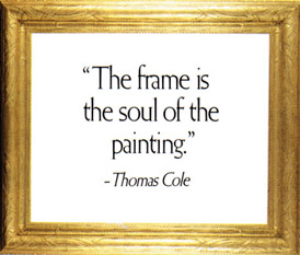 An American carved and gilded frame with quote, 'The frame is the soul of the painting.' - Thomas Cole