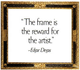A 19th-century Italian carved, gilded, and embonized panel with quote: 'The frame is reward for the artist.' - Edgar Degas
