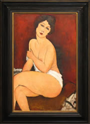 Modigliani - Nu Assis Sur un Divan, painting with frame