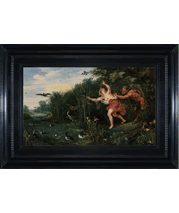 Landscape with Pan and Syrinx landscape painting and frame