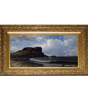 Alfred Bricher - Castle Rock, Nahant, Massachusetts painting with French-style reproduction frame