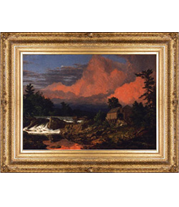 Frederic Church - Rutland Falls, Vermont painting with French-style reproduction frame