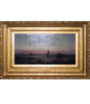 Martin Johnson Heade - Sailing Off the Coast painting with French-style reproduction frame