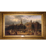 Ferdinand Richardt - Independence Hall in Philadelphia painting with French-style reproduction frame